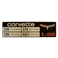 C3 Corvette Spec Data Plate Embossed in Scratch-Resistant Aluminum L-82 Engine 1980