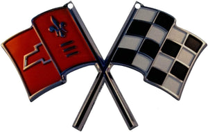 C2 Corvette Nose Crossed Flag Metal Magnet Emblem Art Size: 6" x 4" 65 thru 66