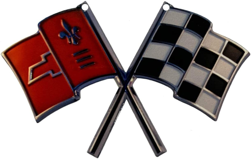 C2 Corvette Nose Crossed Flag Metal Magnet Emblem Art Size: 6