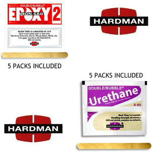 Hardman 10 Epoxy Double Bubble Packs Purple Beige 3.5g + Red 2 Non Sag 3.5g 5 Each