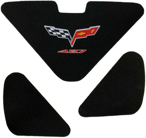 C6 Corvette Trunk Lid Liner w/ 427 + Cross Flag Embroidered Emblems 3Pc 05-13