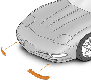 C5 Corvette Front Lower Spoiler Air Dam Left and Right Sides 97 thru 04