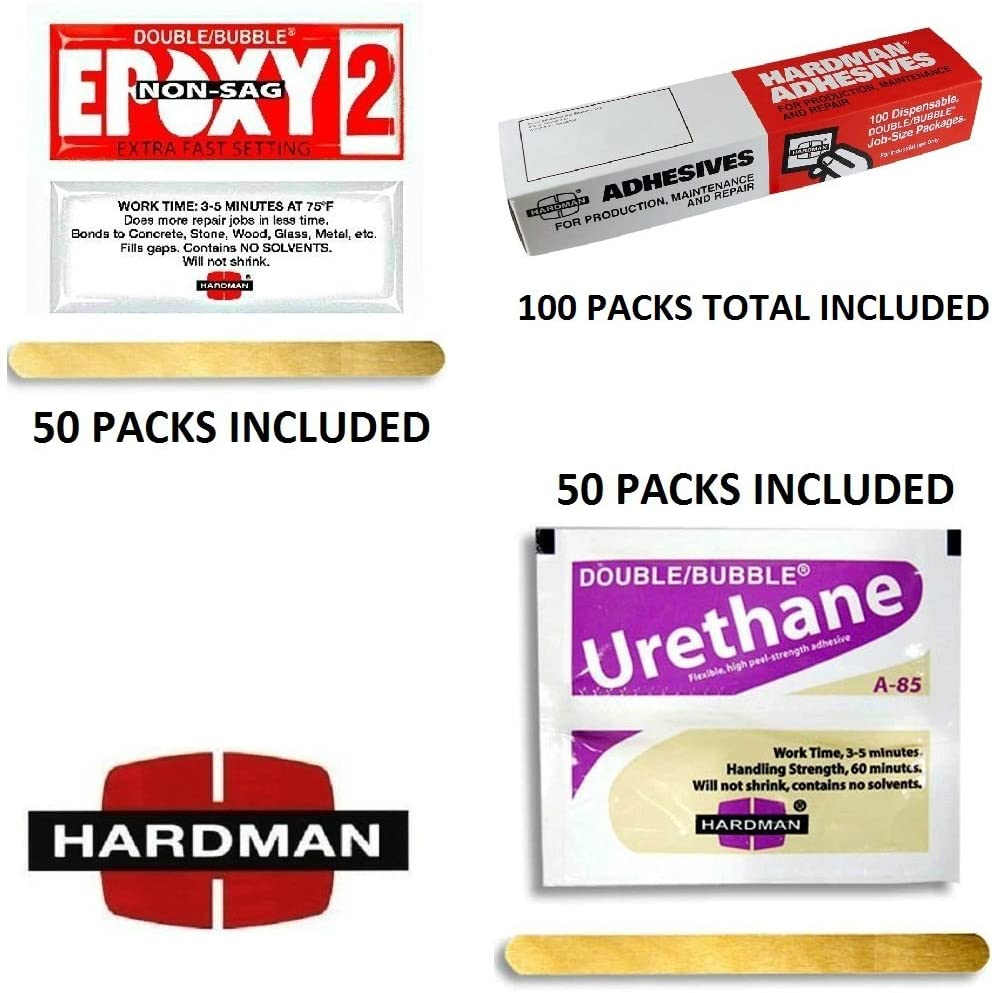 Hardman Epoxy Double Bubble Purple 3.5g + Red 2 Non Sag 3.5g 50 Each 100 Total