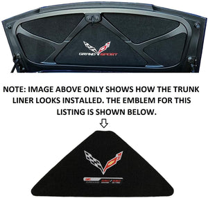 C7 Corvette Trunk Lid Liner Cross Flag + ZO6 Embroidered Emblems 5pc Kit 14 - 19