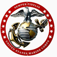 Load image into Gallery viewer, USMC Officer Round Large Wall Emblem RED Circle 19&quot;x19&quot; Marine Corps Semper FI
