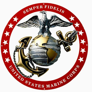 USMC Officer Round Large Wall Emblem RED Circle 19"x19" Marine Corps Semper FI