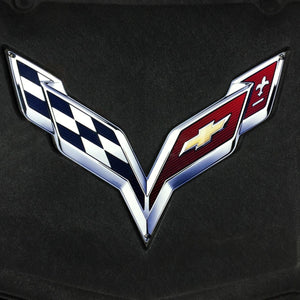 C7 Corvette Stingray Crossed flag Metal Under hood Emblem Fits: 2014 thru 2019