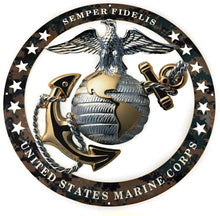 Load image into Gallery viewer, USMC Officer Round Large Wall Emblem Camouflage 19&quot;x19&quot; Marine Corps Semper FI
