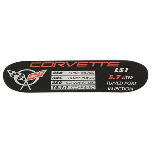 C5 C6 Corvette Spec Data Plate Embossed in Scratch-Resistant Aluminum 97 thru 13