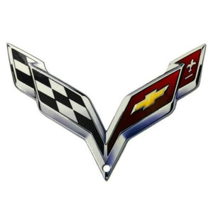 C7 Corvette Crossed Flag Metal Magnet Emblem Art Size: 6" x 4" Tool Box Cross Flag 14 through 19