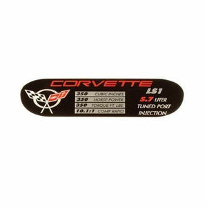 C5 C6 Corvette Spec Data Plate Embossed in Scratch-Resistant Aluminum 97 thru 13