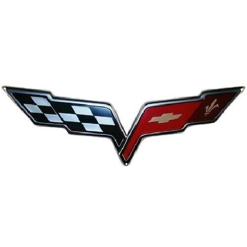 C6 Corvette Crossed flag Wall Emblem Large Metal Art 05-13 Full 32