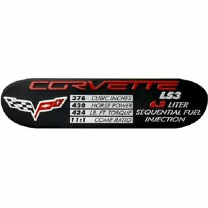 C5 C6 Corvette Spec Data Plate Embossed in Scratch-Resistant Aluminum 97 thru 13