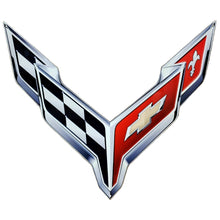 Load image into Gallery viewer, C8 Corvette Crossed Flag Wall Emblem Large Metal Art Full 20&quot; by 19&quot; 2020 +Later
